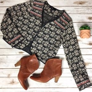 Boho Aztec Print Short Embroidered Crop Jacket F21